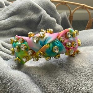 Lele Sadoughi X Stoney Clover Lane Tie Dye Pastel Crystal Hearts Nylon Headband